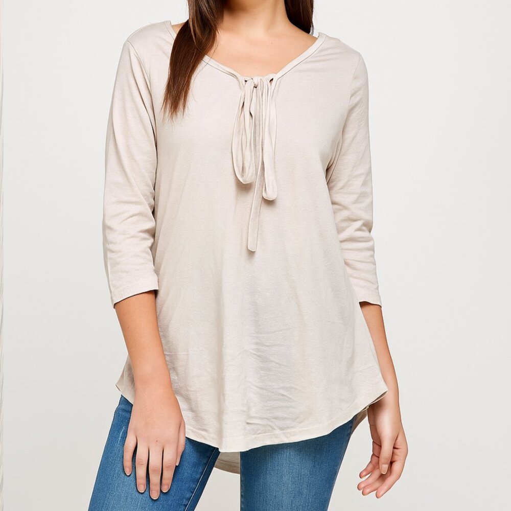 NEW Maurices 24/7 Shirt Size Large Cream Glitter Long Sleeve Scoop Neck Stretch